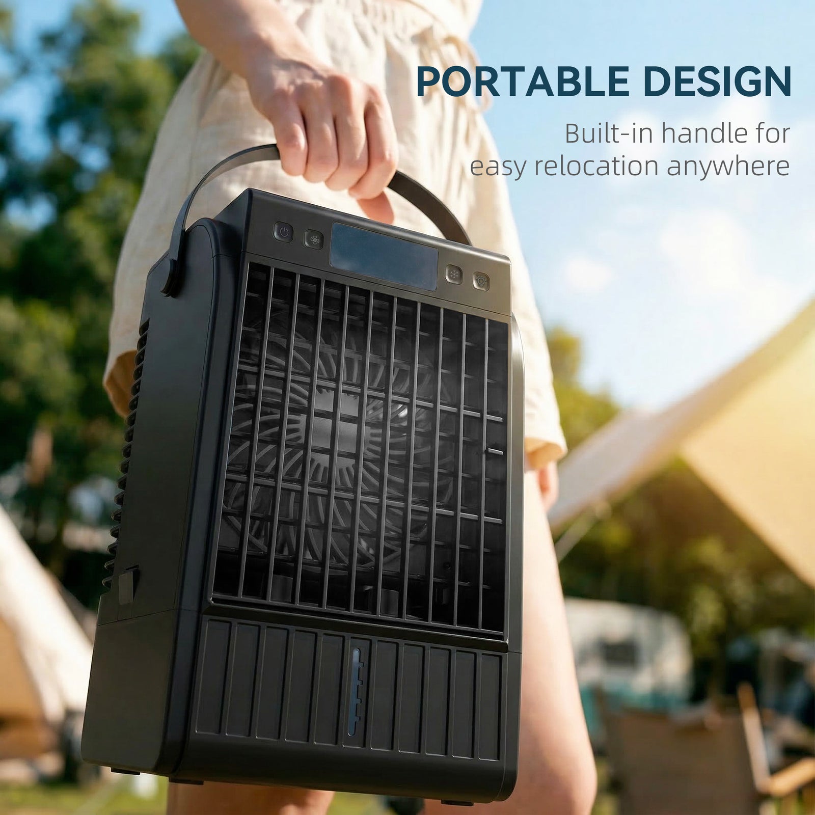 4-in-1 Mini Air Cooler With Rgb 7 Led Light, Cooling Fan | Black