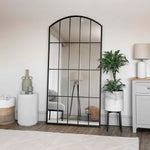 Tomi - Metal Arched Lattice Window Mirror | 180cm x 90cm | Black