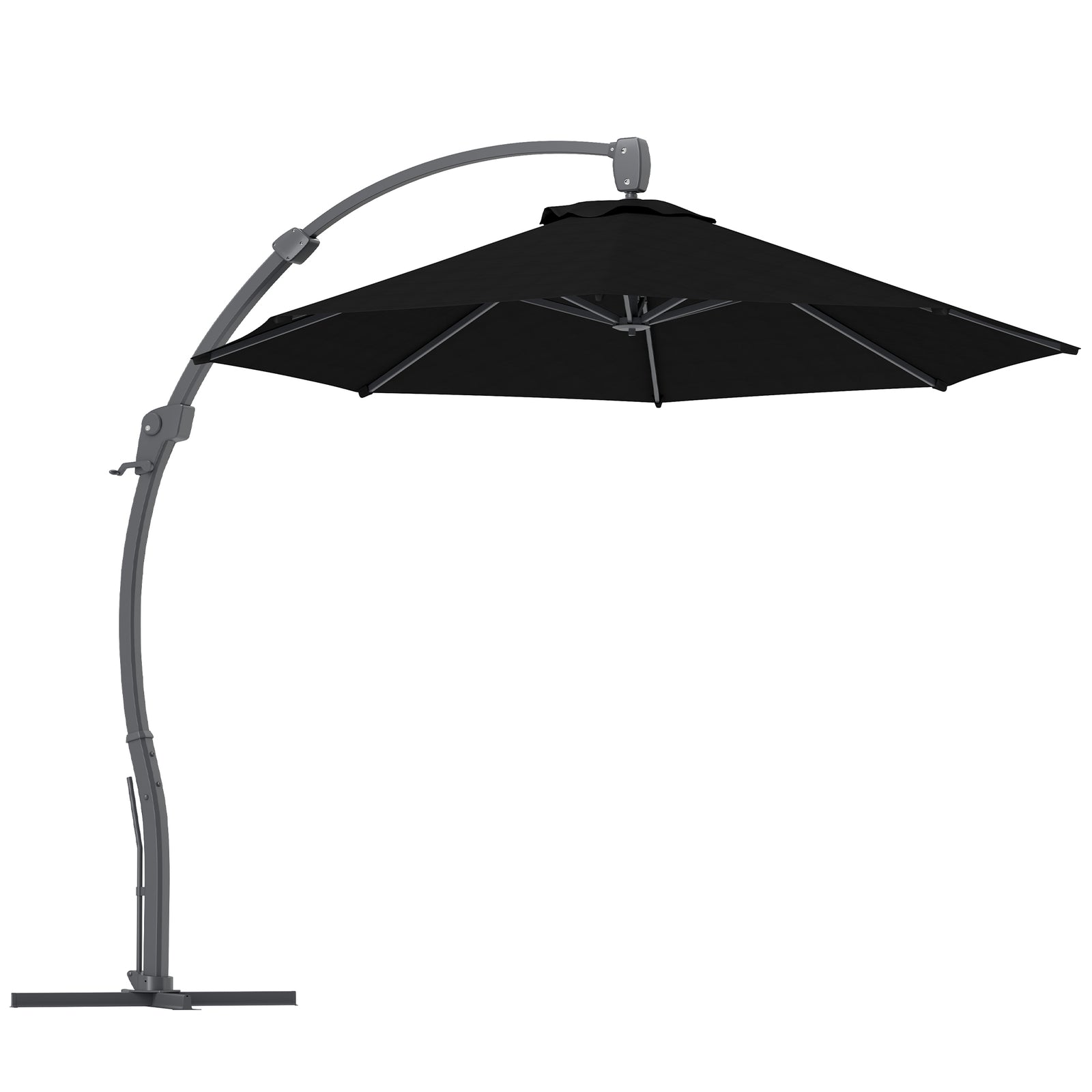 3(m) Garden Cantilever Parasol With Crank Aluminium Frame | Black