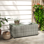 Outdoor Coffee Table, Glass Top Rattan Side Table | Light Grey