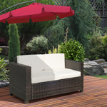 Rattan Wicker 2-seat Sofa Loveseat Padded Garden Furniture | Brown