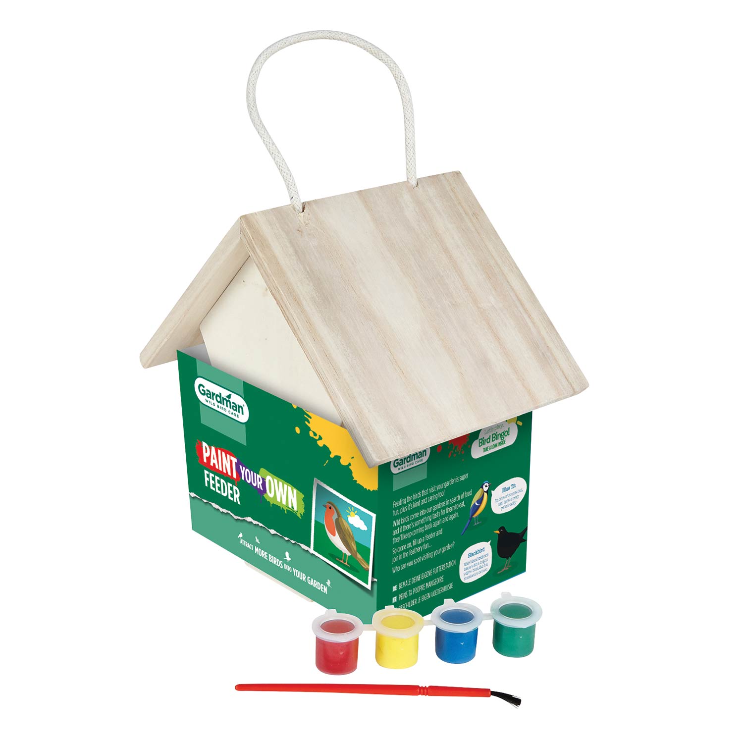 Paint Your Own Bird Feeder Diy Kit With 4 Non-toxic Paints And Brush