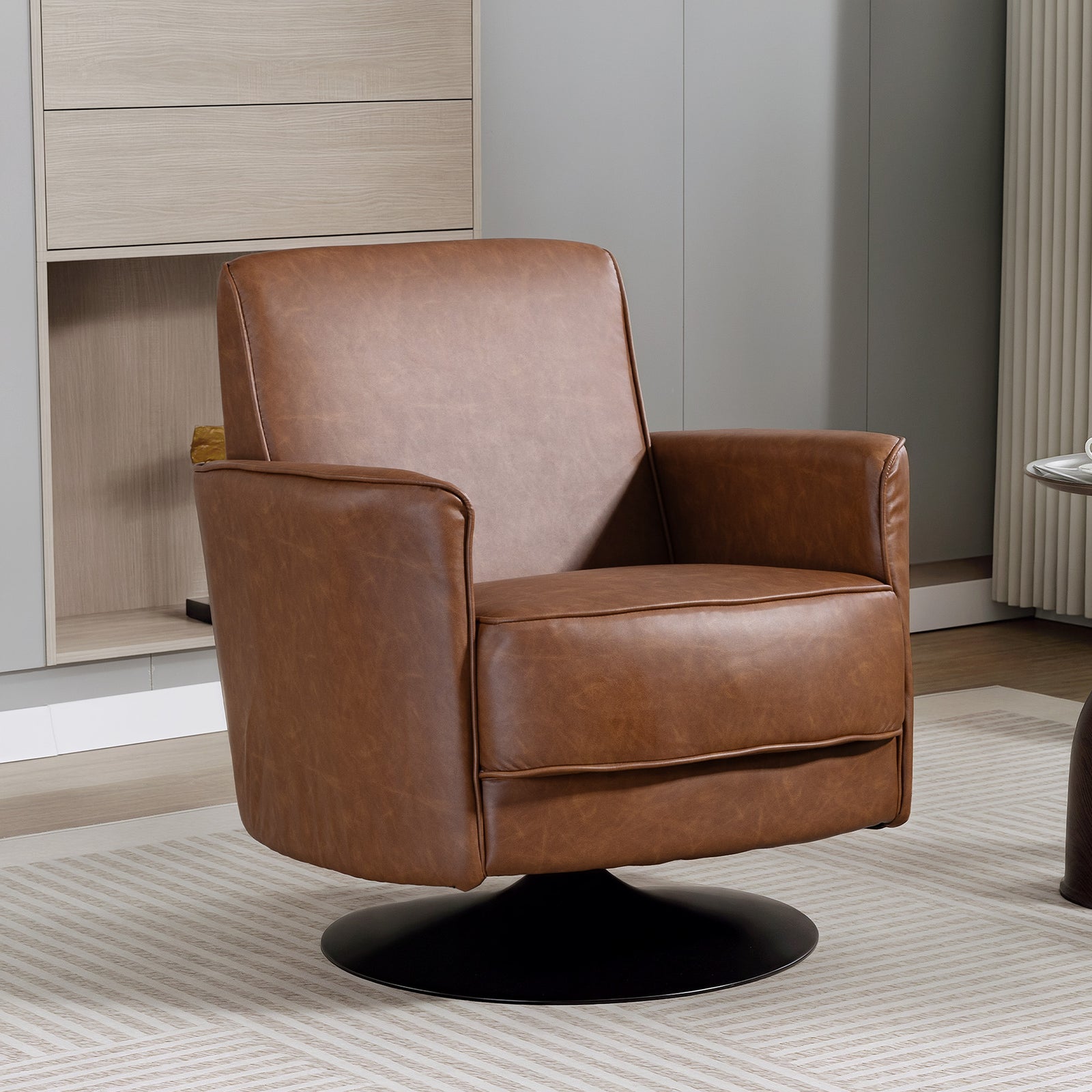Upholstered Pu Leather Armchair For Living Room | Brown