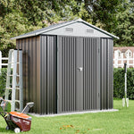 4x6 Ft Metal Storage Shed With Double Lockable Doors & 4 Air Vents  Outdoor Tool Shed For Garden
