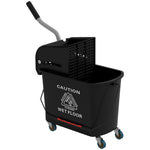 20l Mop Bucket With Wringer Handle On Wheels Floor Cleaning | One Size | Black