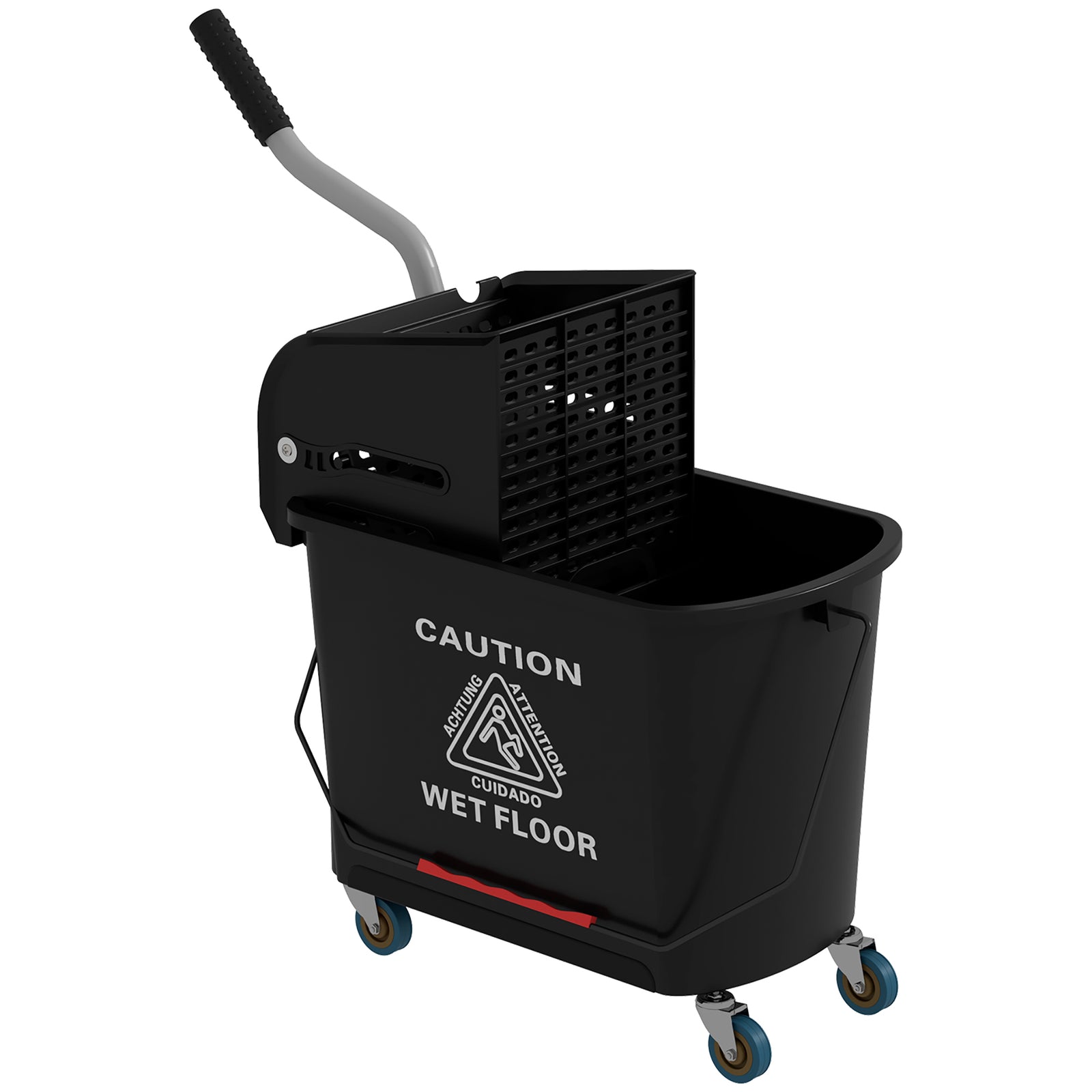 20l Mop Bucket With Wringer Handle On Wheels Floor Cleaning | One Size | Black
