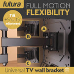 Universal Tv Wall Bracket Mount 26-60 Inch Tvs, Tilt, Swivel & 90 Rotation, Vesa 400mm X 400mm, 35kg Max Load Heavy Duty