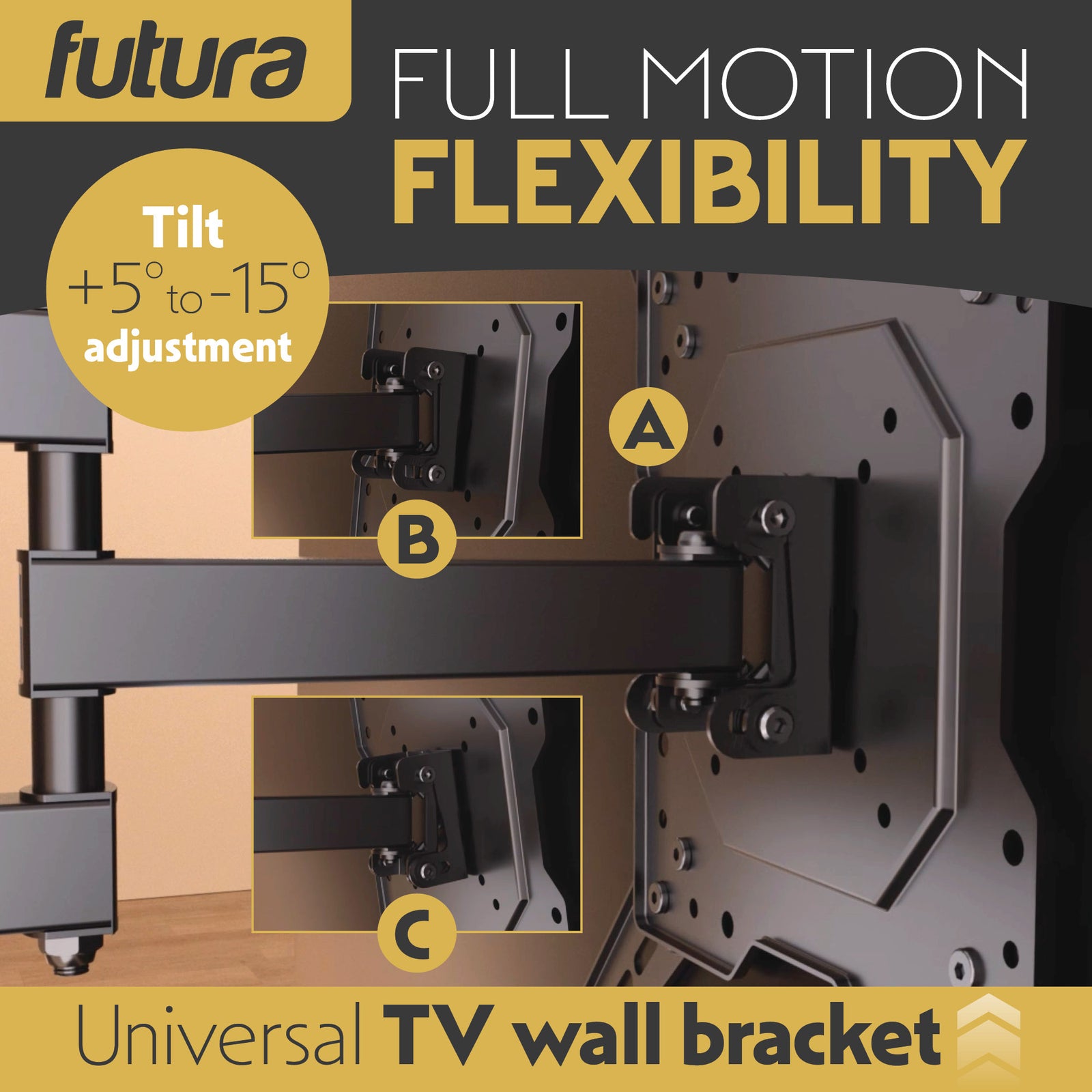 Universal Tv Wall Bracket Mount 26-60 Inch Tvs, Tilt, Swivel & 90 Rotation, Vesa 400mm X 400mm, 35kg Max Load Heavy Duty