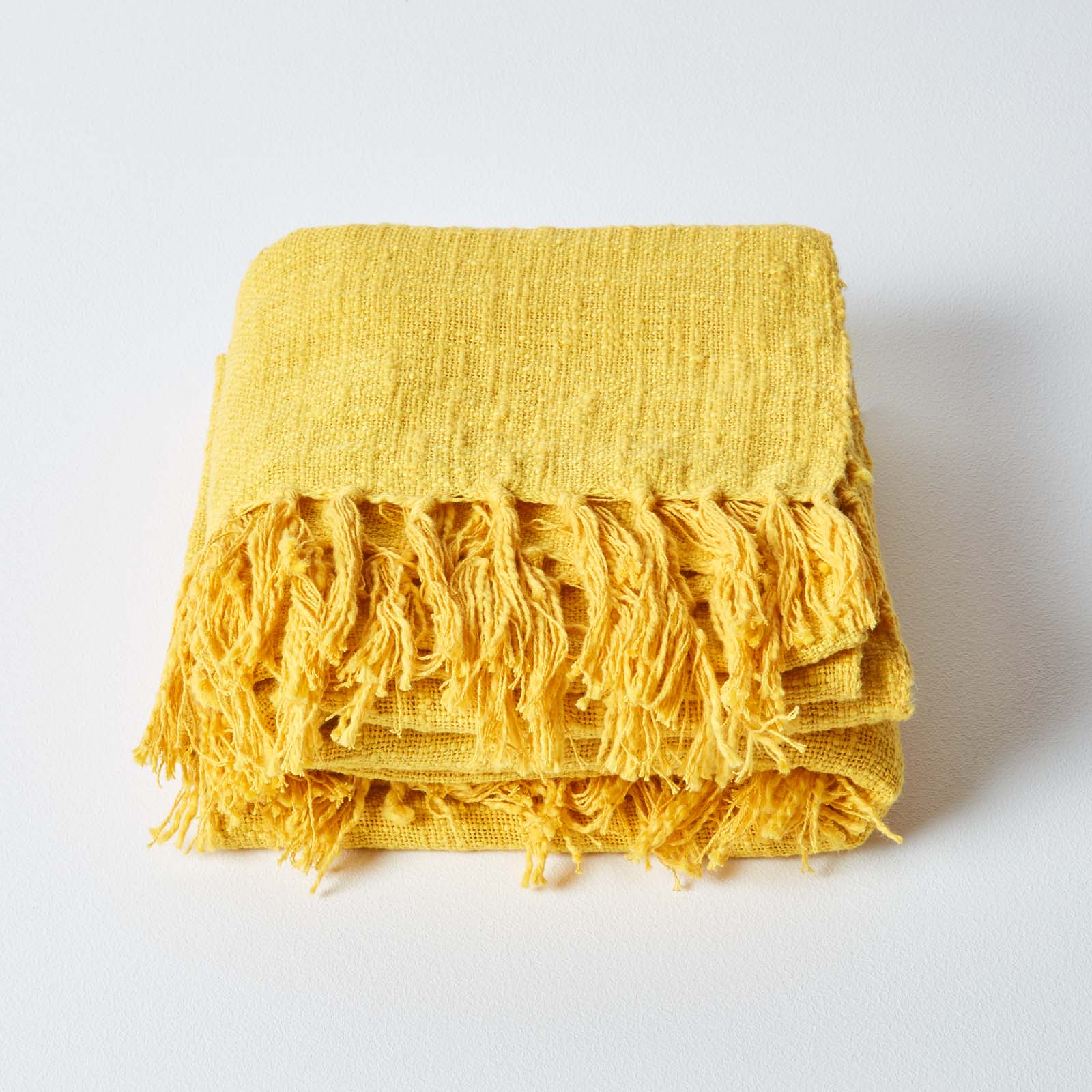 Nirvana Handwoven Slub Cotton Throw | 225cm x 255cm | Yellow