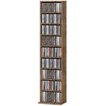 260 Cd Storage Unit 120 Dvd Storage Tower With 9 Compartments | Rustic Brown