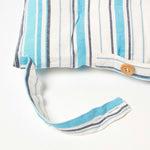 Striped Seat Pad With Button Straps 100% Cotton, 40 X 40 Cm | Set of 4 | Blue