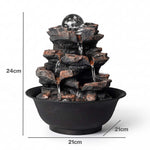 Spector Water Feature Tabletop Fountain With Glass Ball Led Resin Brown