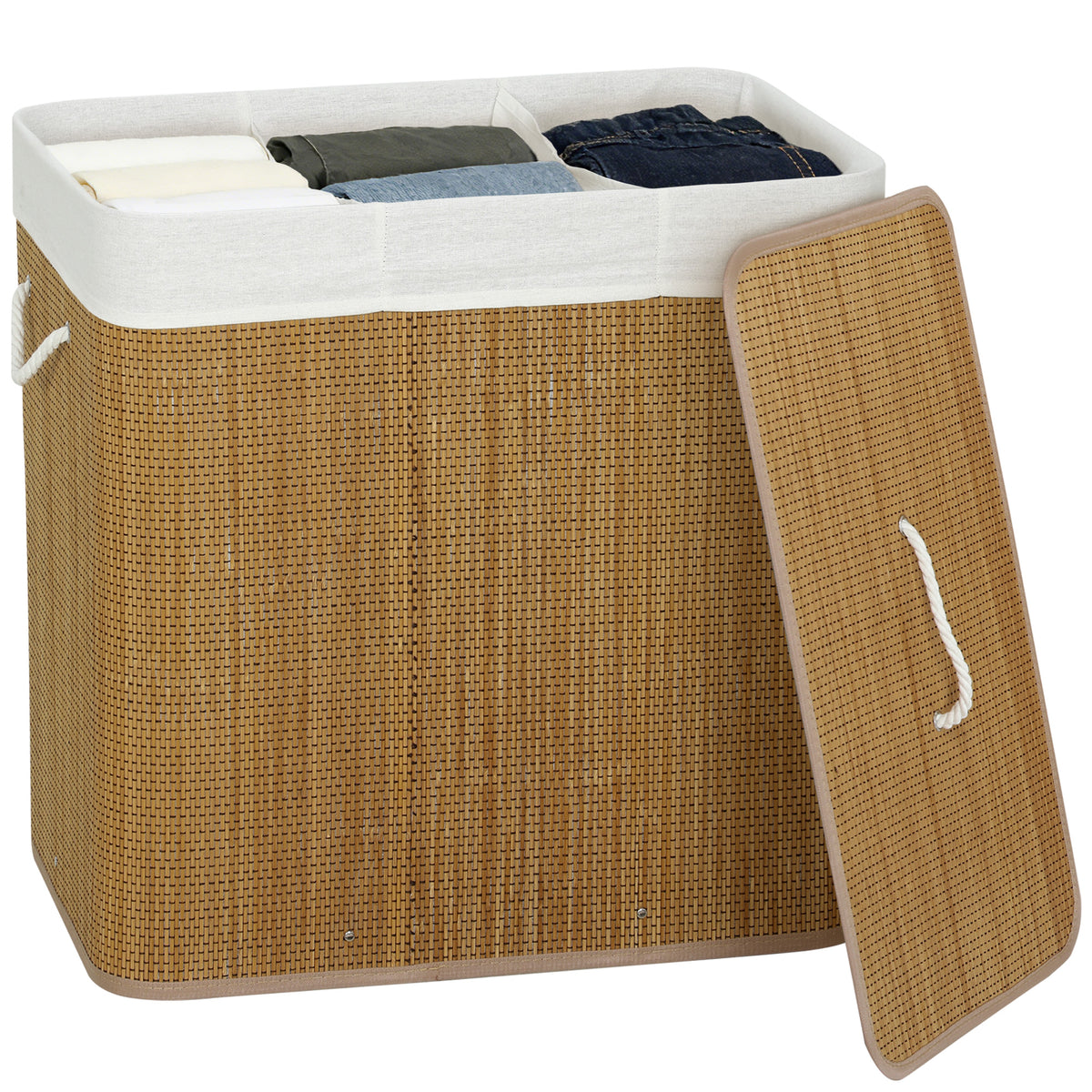 HOMCOM 144l Laundry Basket With Lid, Washing Basket For Bathroom