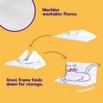 Petlicity Radiator Bed For Cats White Faux Fur Cover With Durable Steel Frame