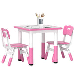 3 Pcs Height Adjustable Kids Table And Chair Set For Playroom | Pink
