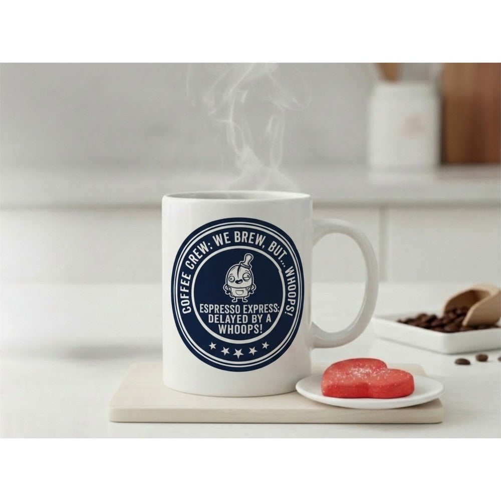 Dyzi Coffee Crew We Brew But Whoops Funny Quote Ceramic Mug