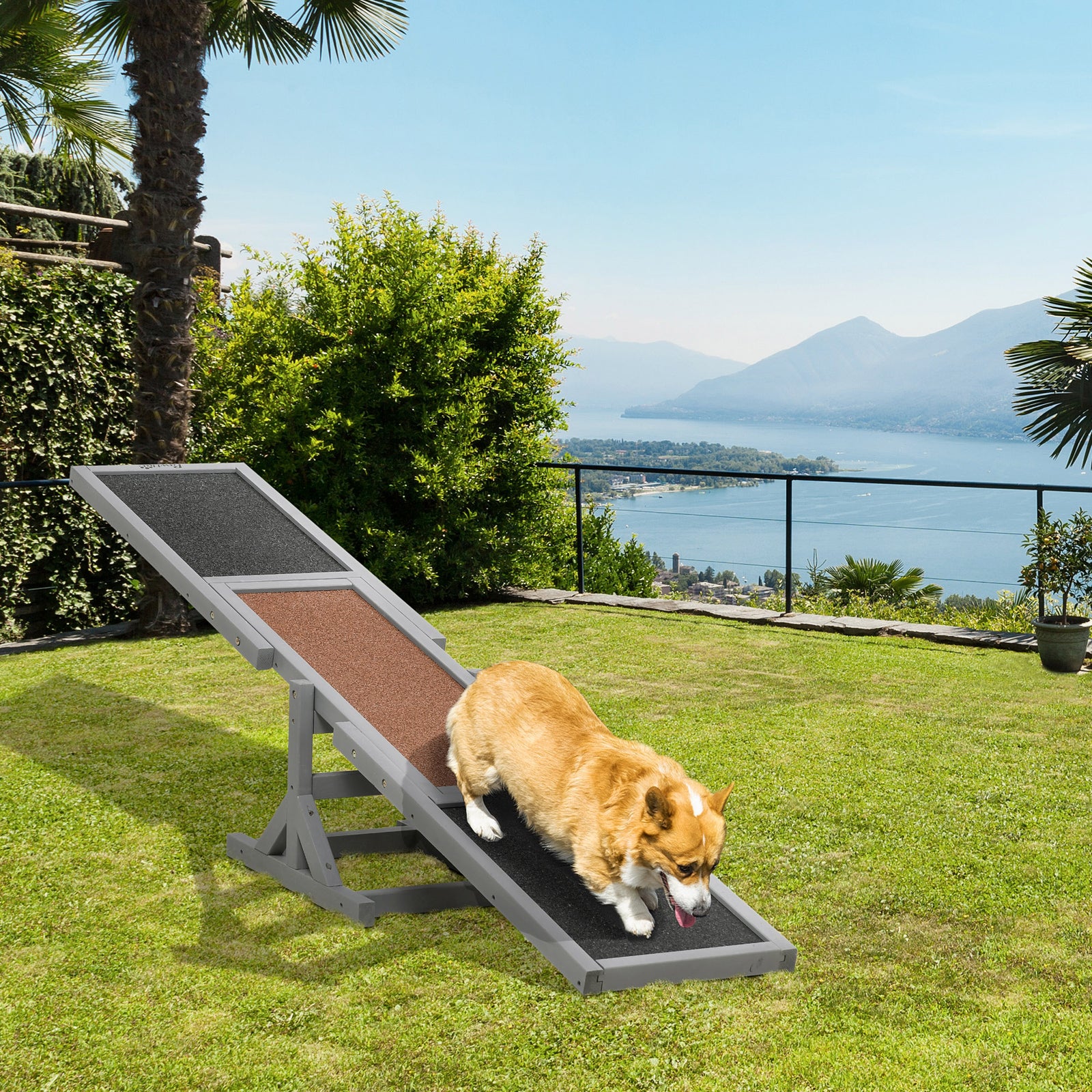 Wooden Pet Seesaw For Big Dogs With Anti-slip Surface, 180 X 30 X 30cm | Gray