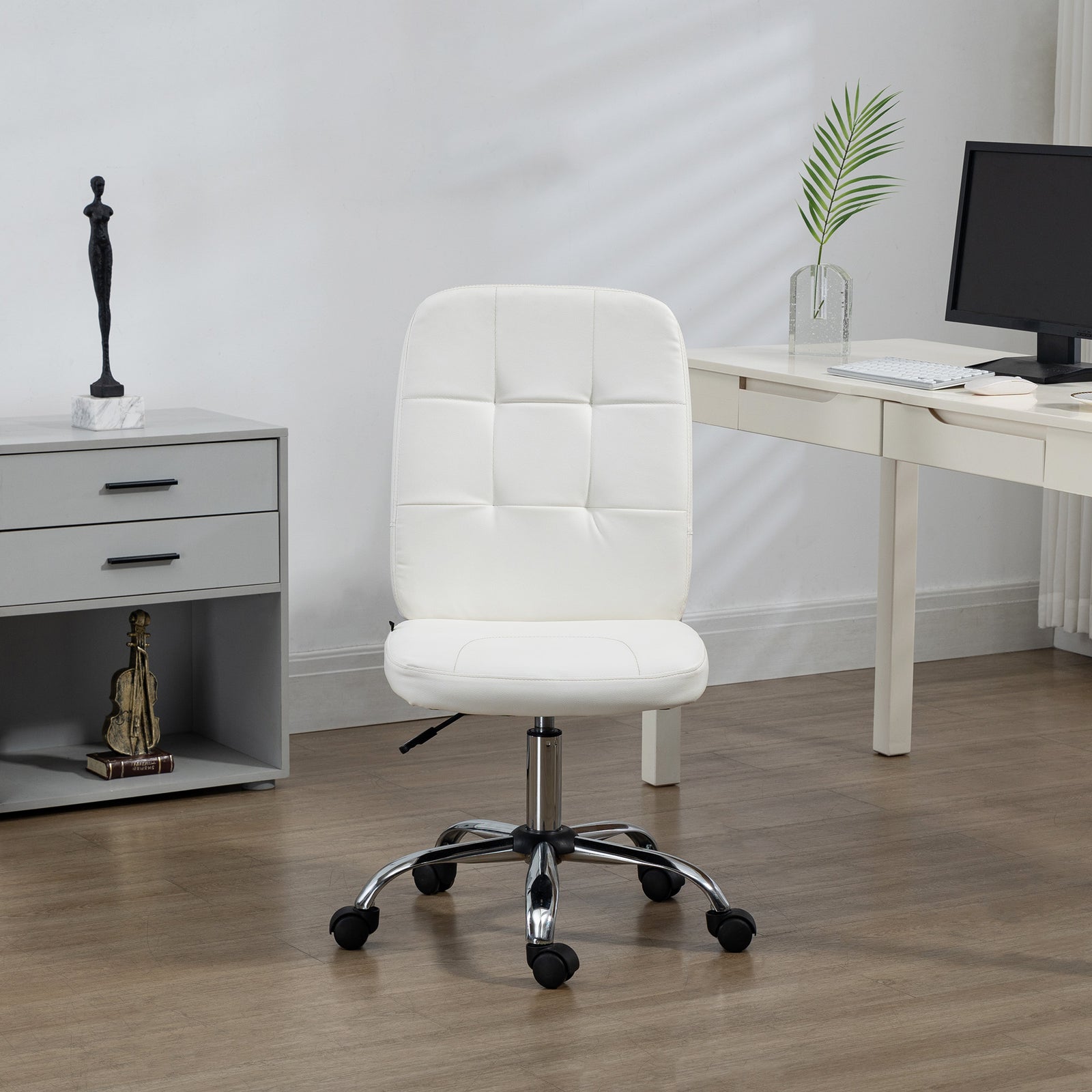Curved Back Office Chair Adjustable | White