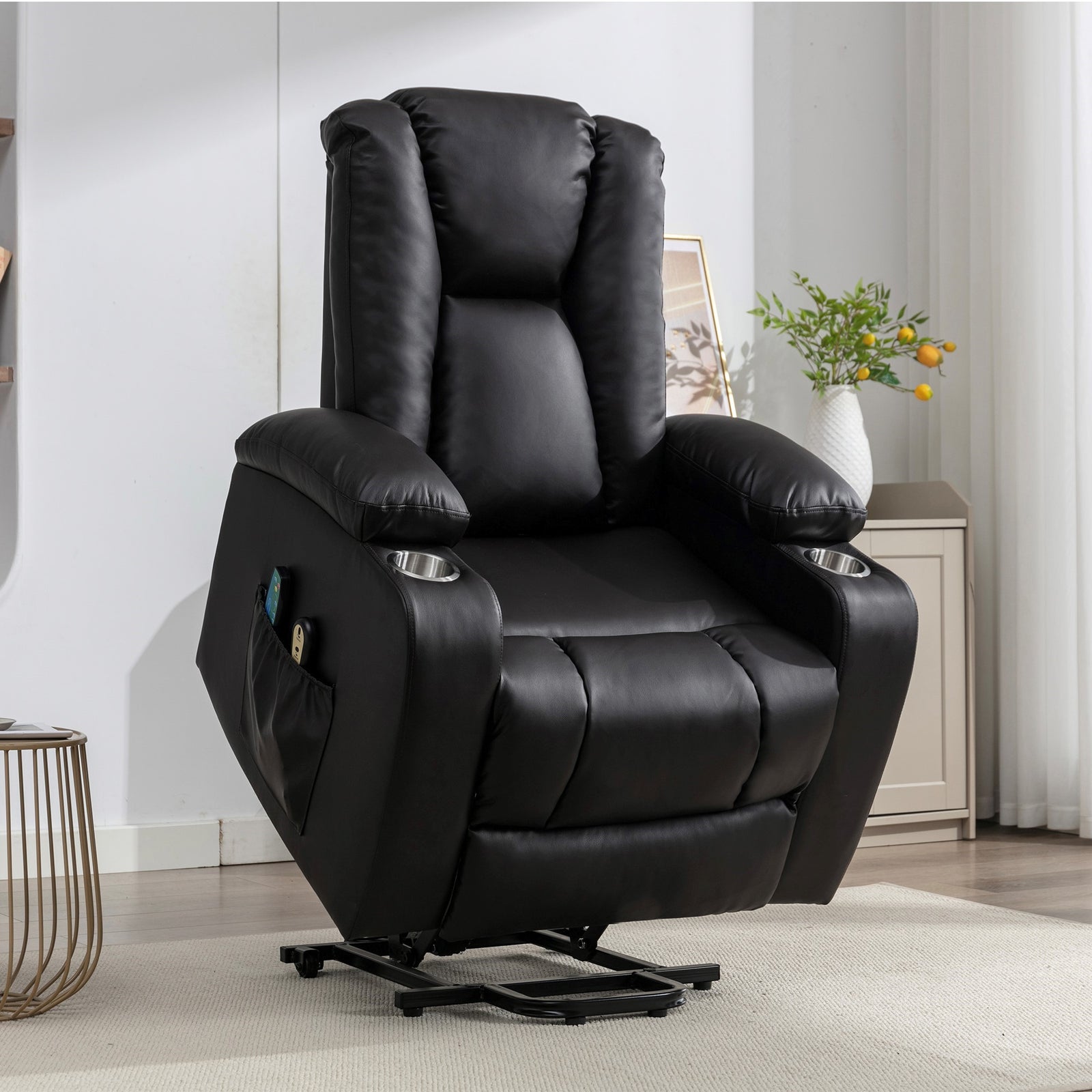 Hartville Electric Lift Assist Riser Recliner With Massage And Heat | Black