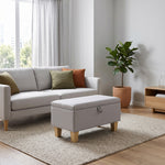 Modern Linen Upholstered Storage Bench | Grey