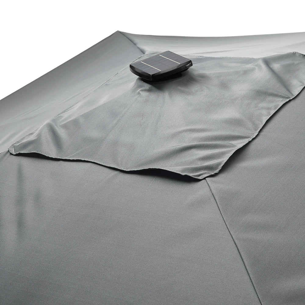 Square Cantilever Parasol With Solar-powered Led Lights | One Size | Light Grey