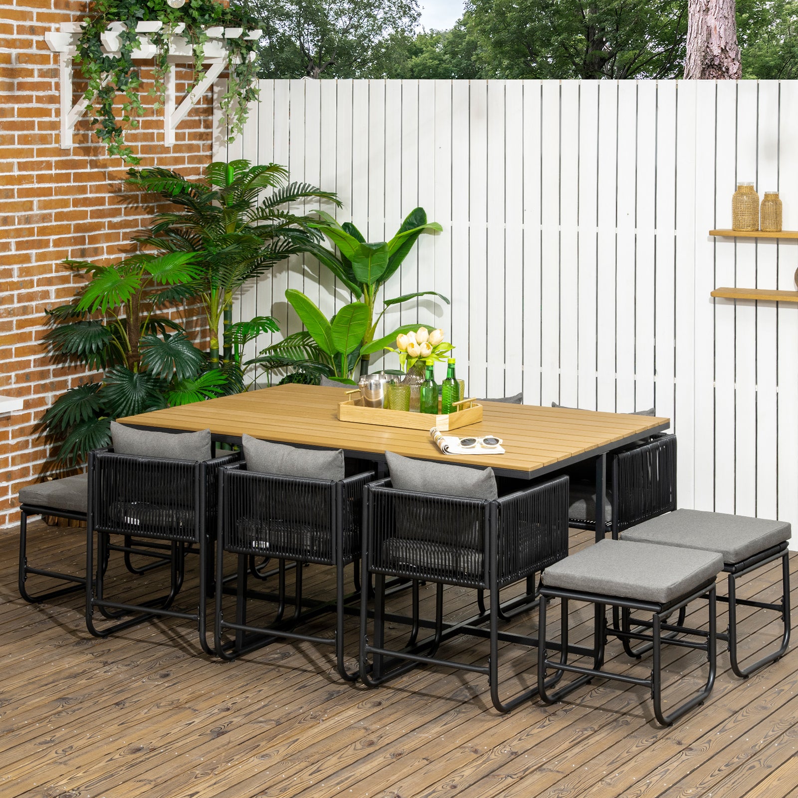 11-pc Rattan Dining Set Space-saving Design