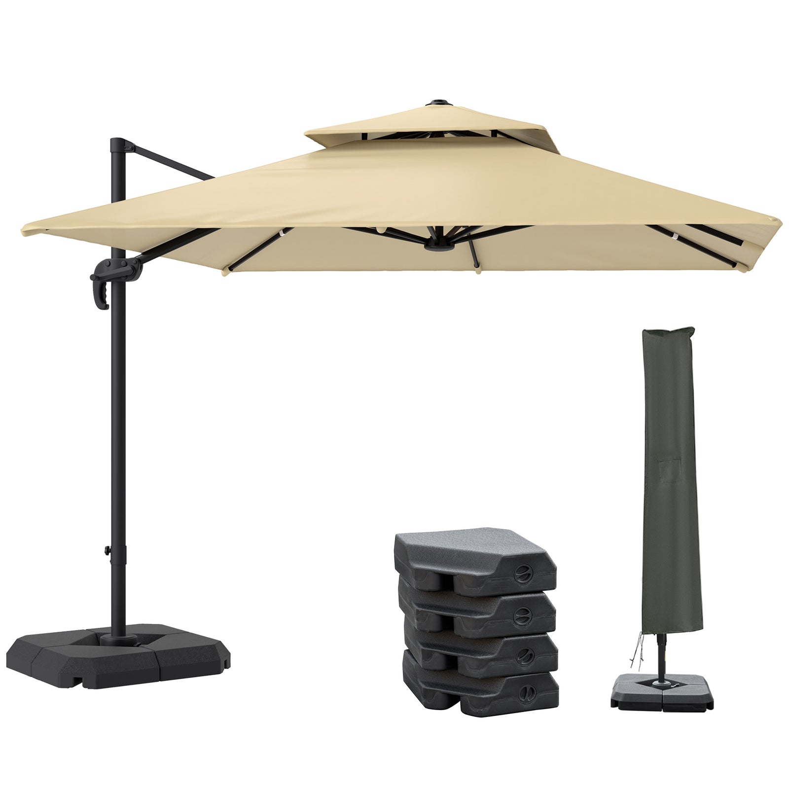2.7x2.7m Cantilever Parasol, Aluminium Frame