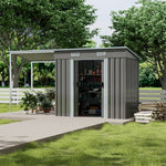 Garden Shed Outdoor Storage Shed With Extended Roof Tool Shed For Lawn Garage Yard Metal Garden Storage | Medium | Dark Grey