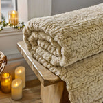 Ashridge Soft Faux Fur Throw 130x170cm – Elegant Textured Blanket | 130cm x 170cm | Cream