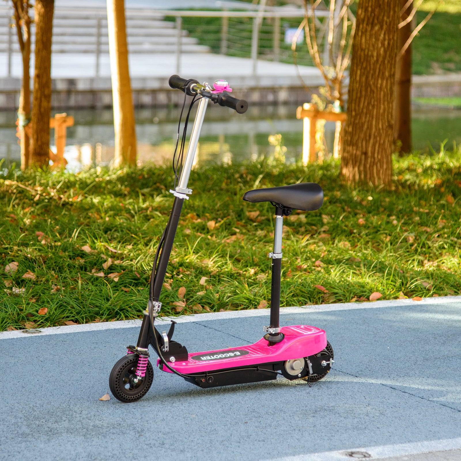 Folding Electric Scooter W/ Warning Bell, For Ages 4-14 | Pink