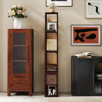 Floor Lamp With Shelves, Led Standing Lamp With Fabric Drawer | Dark Brown