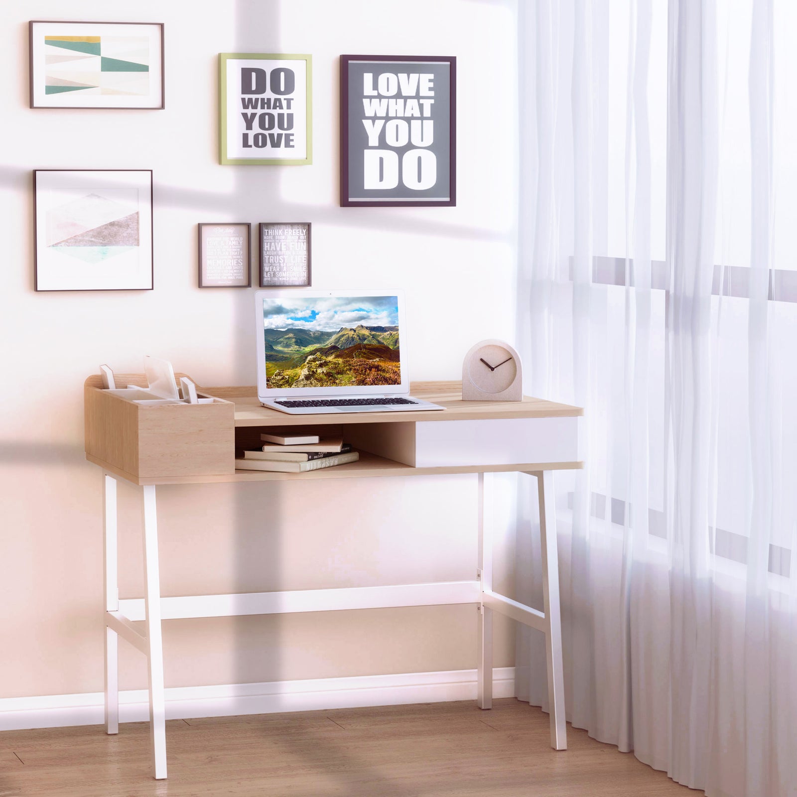 Computer Desk, Pc Workstation, Metal Frame