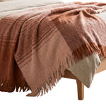 Pure Handmade Halo Gradient Wool Blend Bed & Sofa Throw Blanket, Rust
