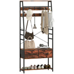 HOMCOM Coat Rack With Shoe Storage, Bench And 10 Hooks