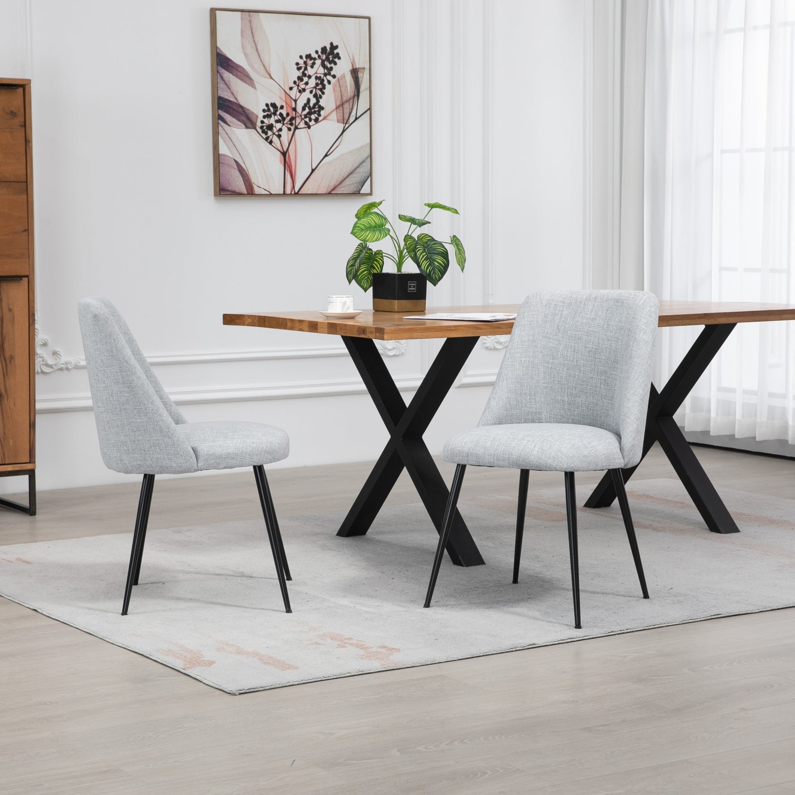 Set Of 2 Morandi Fabric Dining Chairs