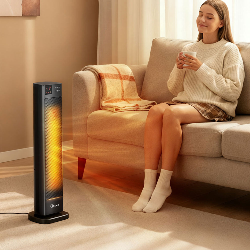 2000w Portable Tower Electric Heater With Ptc Technology, Fast Heating, Eco Mode, Remote Control, And Safety Features – Black