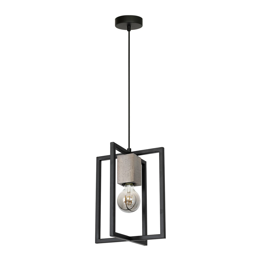 Ralph Pendant Lamp 1xe27 Habd Made Industrial Chic Lamp With Natural Wood Giving The Look Of Stone And Rugged Metal