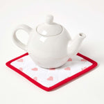 HOMESCAPES Red Hearts Cotton Pot Holder
