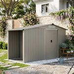 4x8ft Metal Garden Storage Shed With  Extra 70cm Firewood Storage