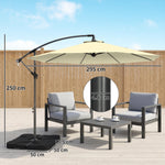 3(m) Banana Parasol Cantilever Umbrella Garden W/ Base Weights | Brown
