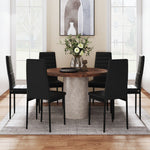 Set Of 6 Modern Faux Leather Armless High Back Dining Chairs | Set of 6 | Black