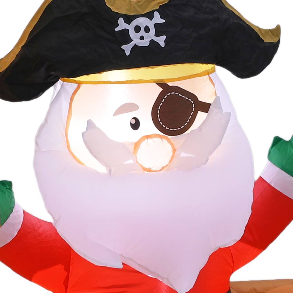 1.8m H Inflatable Pirate Santa On Ship – Outdoor Christmas Decoration With Led Lights & Installation Kit