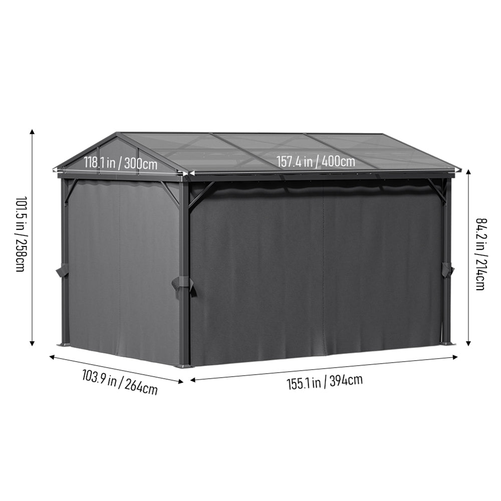 3x4m Hardtop Gazebo With Curtains Aluminium Patio Gazebo Outdoor Canopy Pavilion For Garden