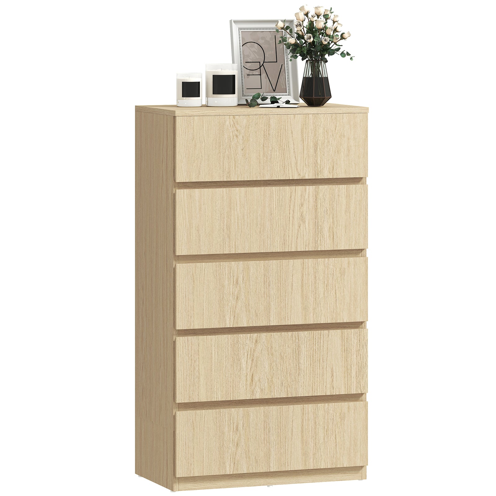 Bedroom Chest Of Drawers, 5 Drawers Dresser, Drawer Unit | Natural