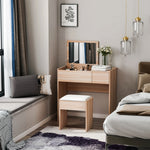 Dressing Table Set Cushioned Stool Flip-up Mirror Drawer | One Size | Natura