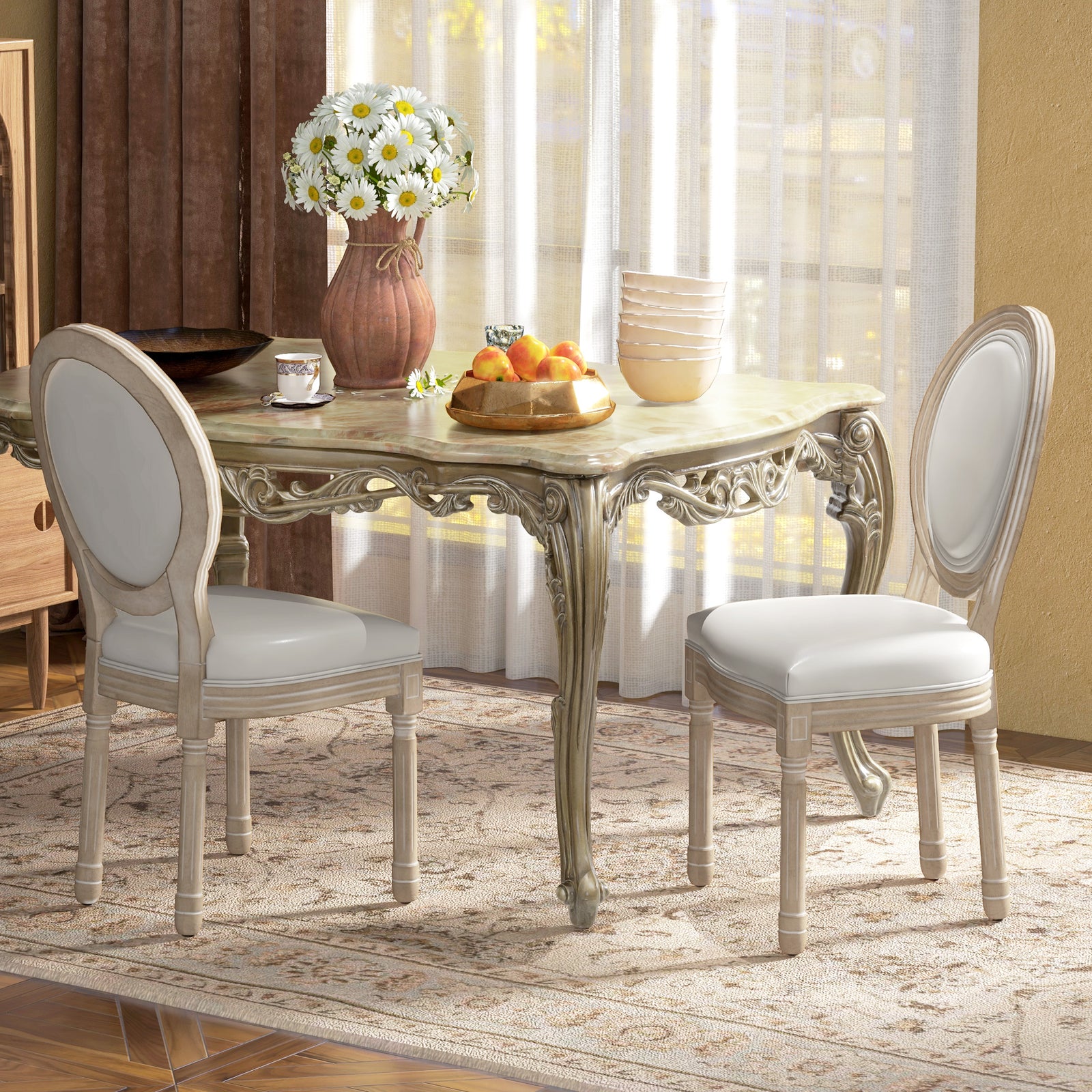 Dining Chairs Set Of 2 Pu Leather Upholstered Kitchen Chairs