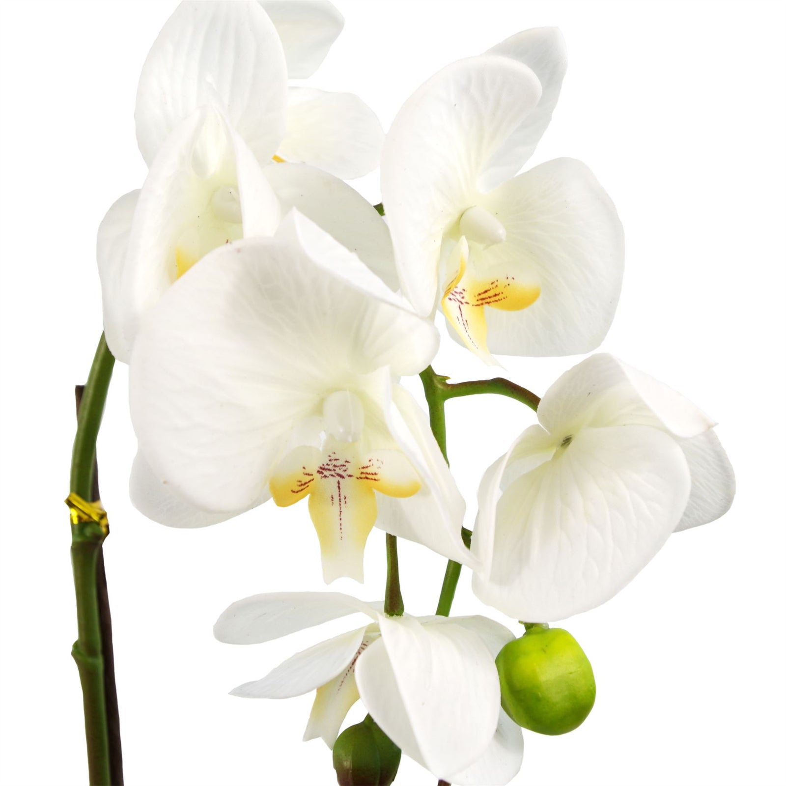 46cm Artificial Orchid White With Silver Pot