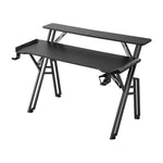 2-tier Gaming Desk With Mouse Pad, Cup Holder & Headphone Hook Sturdy Computer Table With Rgb Led Lights, App & Remote Control 120/140/160cm W | Large