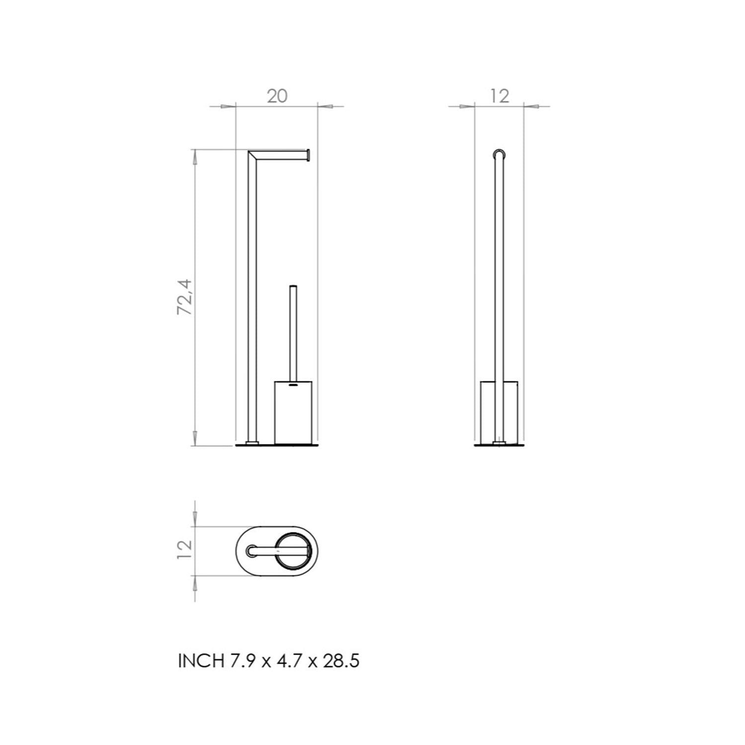 Paper Holder With Toilet Brush, Matt Black, Architect S+ Collection