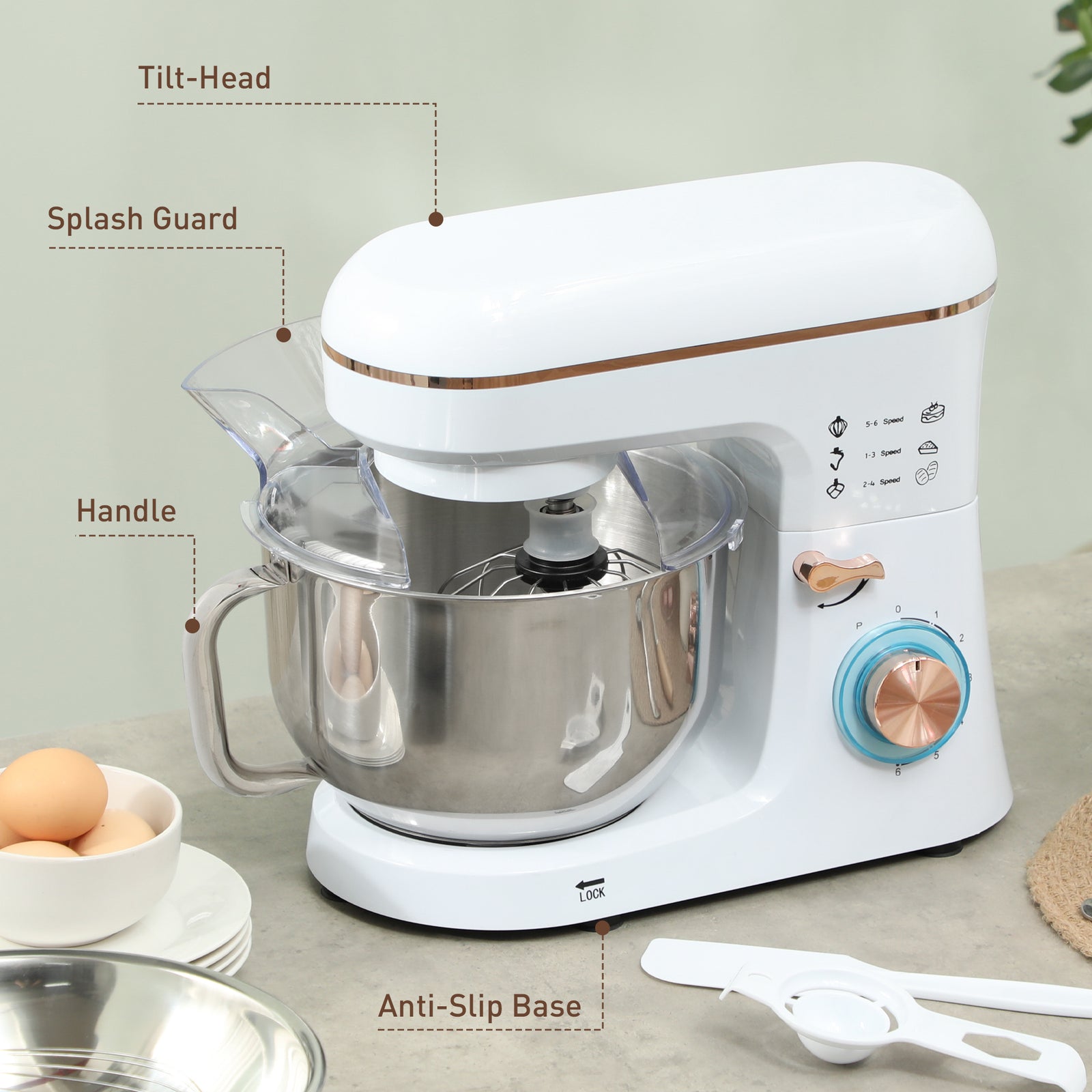 Electric Stand Mixer 5l Food Mixer With Whisk | White